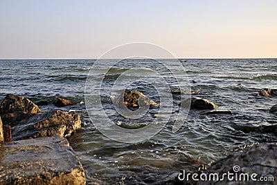 Sea â€‹â€‹waves stone nature skyline Stock Photo